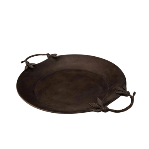 ALUMINIUM ROUND SERVING TRAY (BLACK)